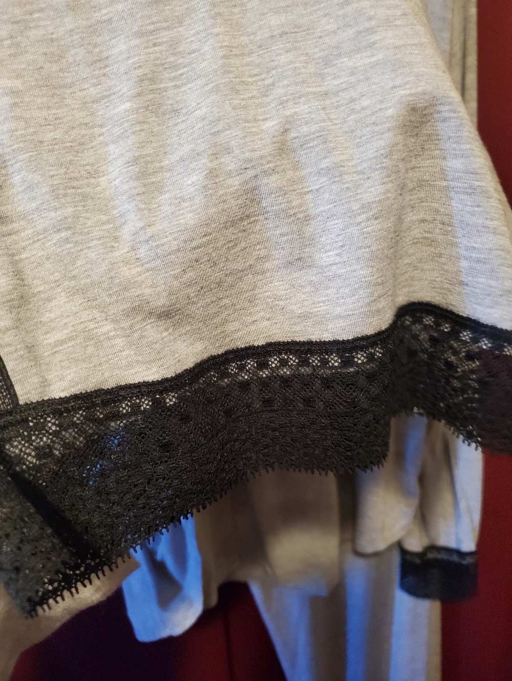 Victoria's Secret Gray & Black Two-Piece Pajama Set with Black Lace Accent Trim - Picture 7 of 11